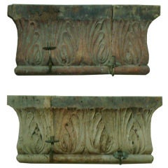 19c Pair of Carved Wood and Iron Appliques