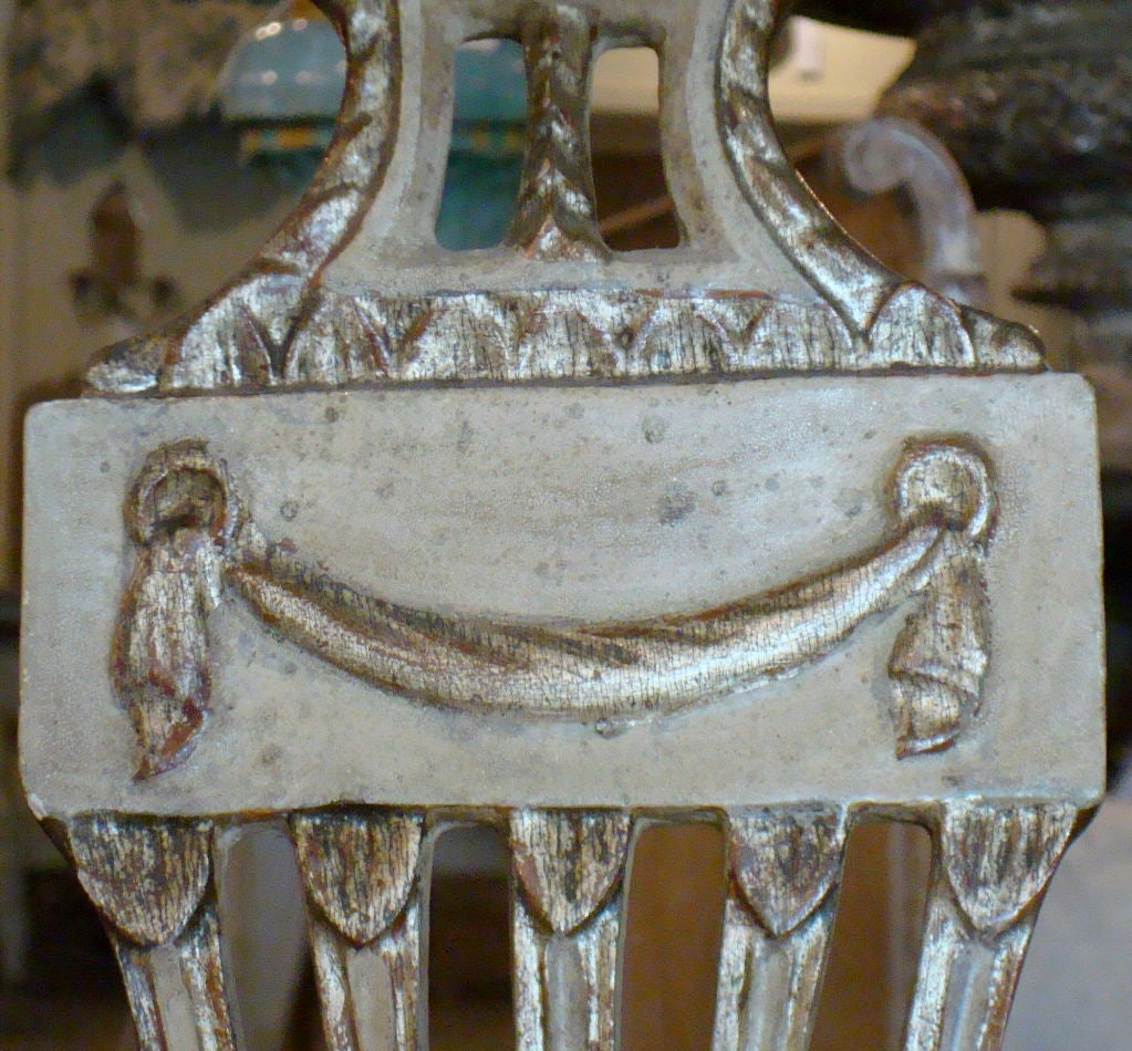 Wood 18th Century Italian Set of Six Water Gilded Urn Back Chairs