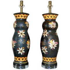 Vintage Hand Painted Italian Ceramic Table Lamps by Deruta