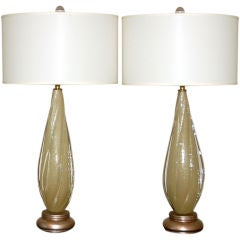 Winged Murano Table Lamps in Soft Caramel