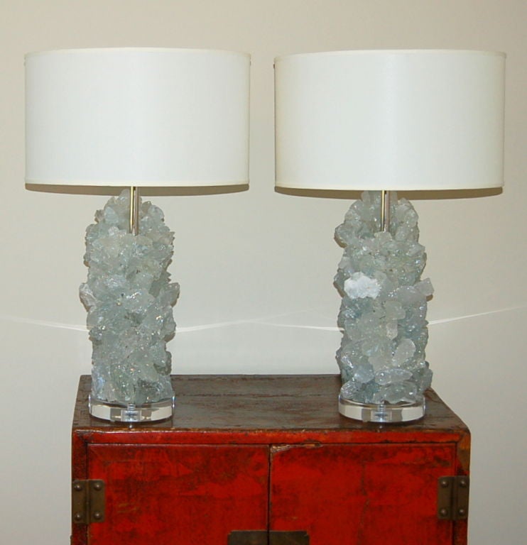 These beautiful glass cluster lamps in Clear Ice are from the 