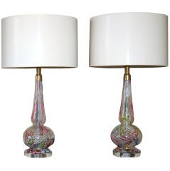 Vintage Extremely Rare Pair of Dino Martens Tutti Frutti Table Lamps