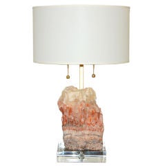 Salmon Calcite Boulder Accent Table Lamp