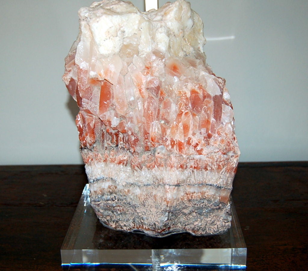 Salmon Calcite Boulder Accent Table Lamp 1