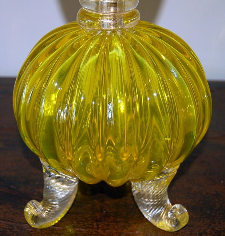 Archimedes Seguso - Yellow Opaline Footed Murano Lamps 3