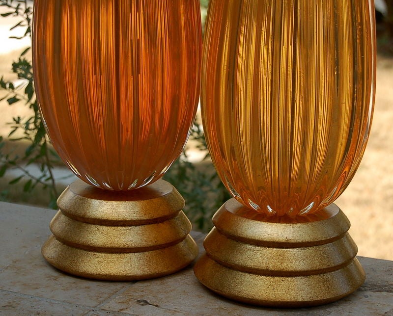 Archimedes Seguso - Monumental Peach Opaline Murano Lamps  In Excellent Condition In Little Rock, AR