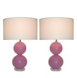Hand Blown Glass Lamps by Joe Cariati - 2 Ball Stack in Lavender