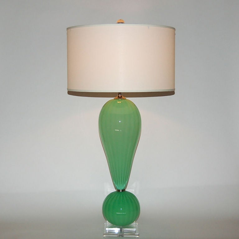 Organic Modern Green Blown Glass Table Lamp by Joe Cariati For Sale