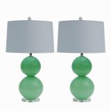 Hand Blown Glass Lamps by Joe Cariati - 2 Ball Stack in Mint