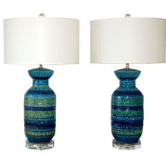 Bitossi Ceramic Lamps in Greens and Blues