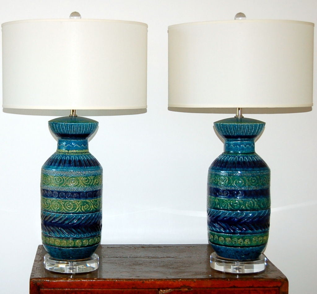 Bitossi Ceramic Lamps in Greens and Blues 2