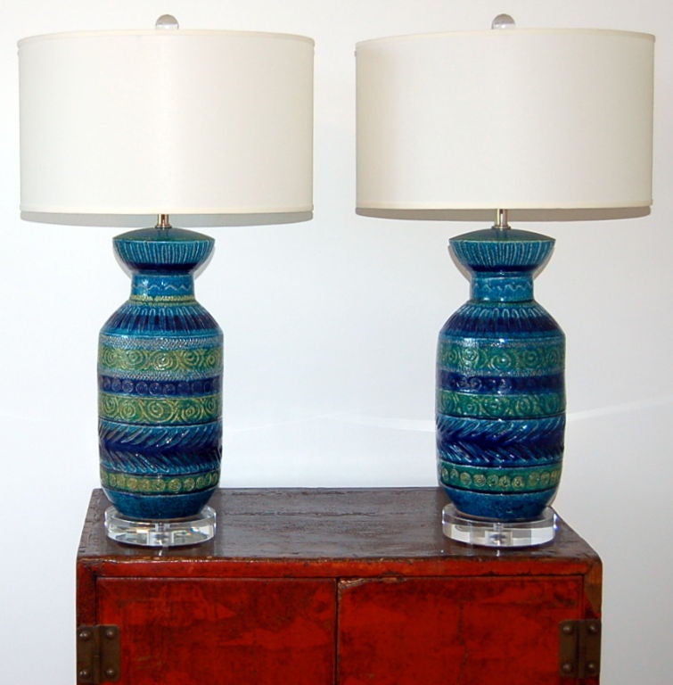 Bitossi Ceramic Lamps in Greens and Blues 3