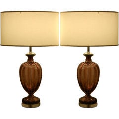 Seguso Classic Murano Lamps in Claret on Acryllic