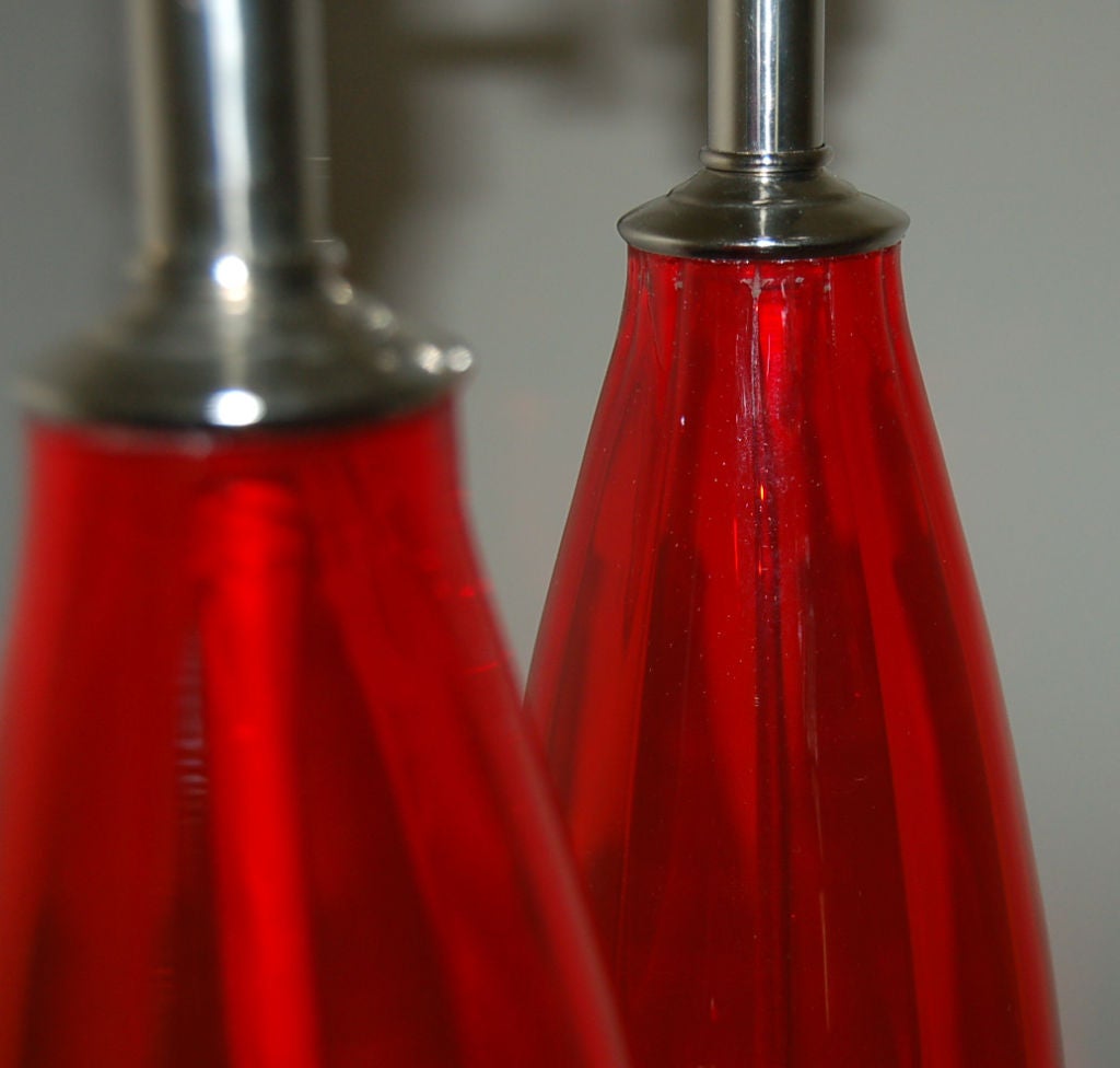 Vintage Italian, Chili Pepper Red Glass Table Lamps For Sale 1