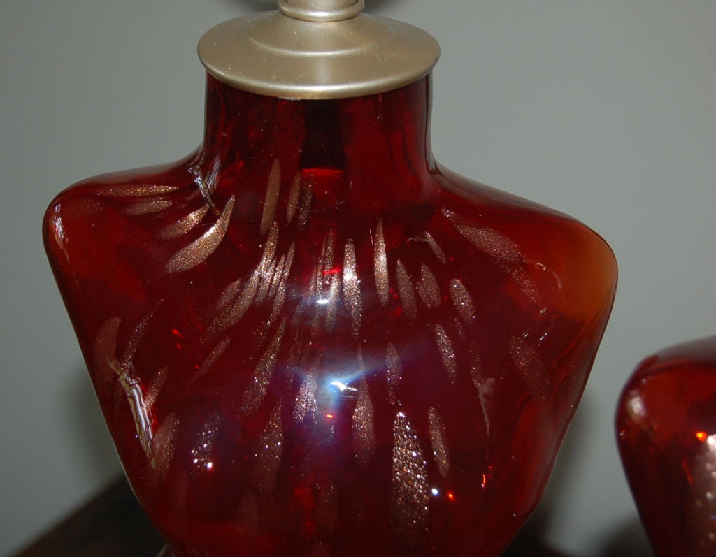 Red Venus Murano Glass Lamps  For Sale 1