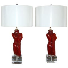 Red Venus Murano Glass Lamps 