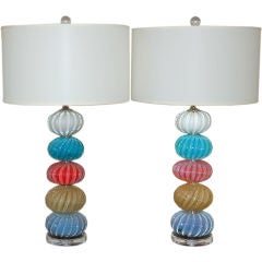 Multi-Color Stacked Font Table Lamps - Vintage Murano