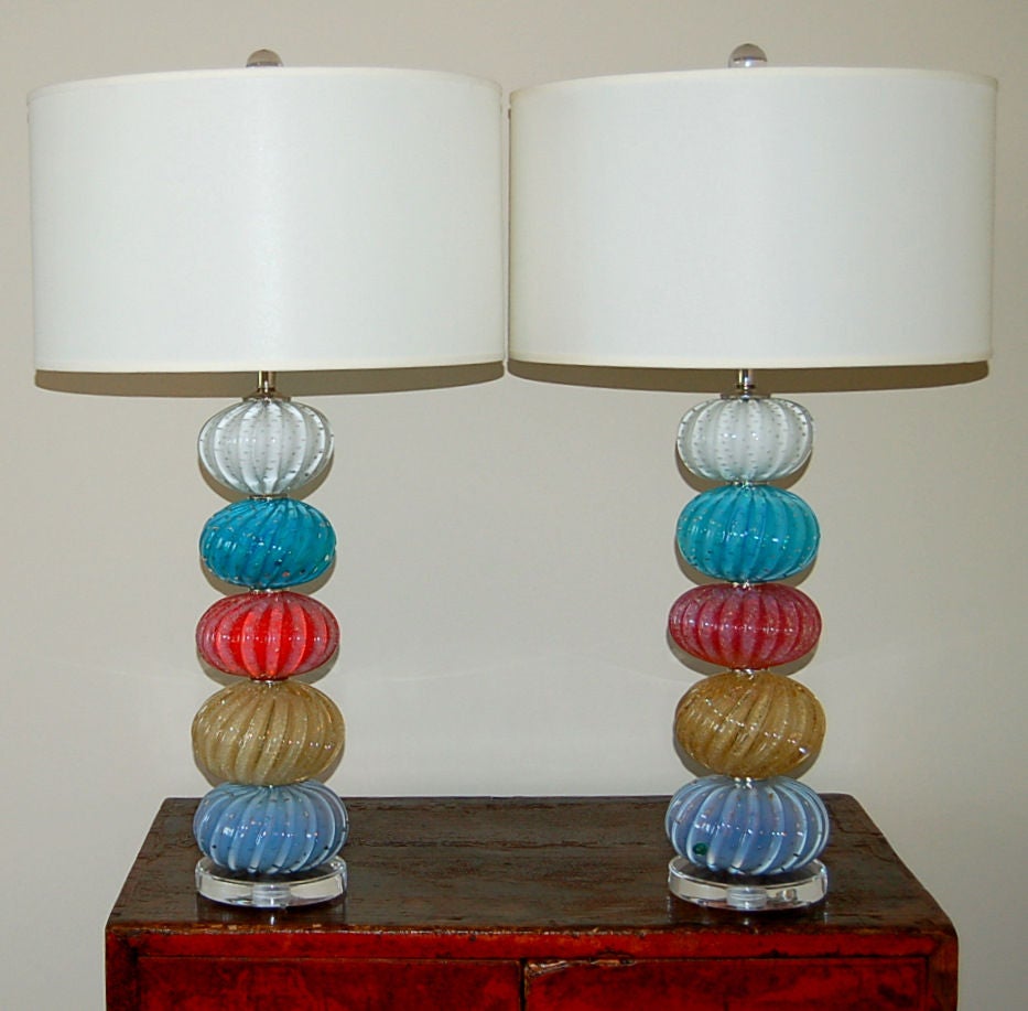 Multi-Color Stacked Font Table Lamps - Vintage Murano