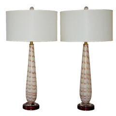 Murano Glass Lamps with Pulled Feather Design