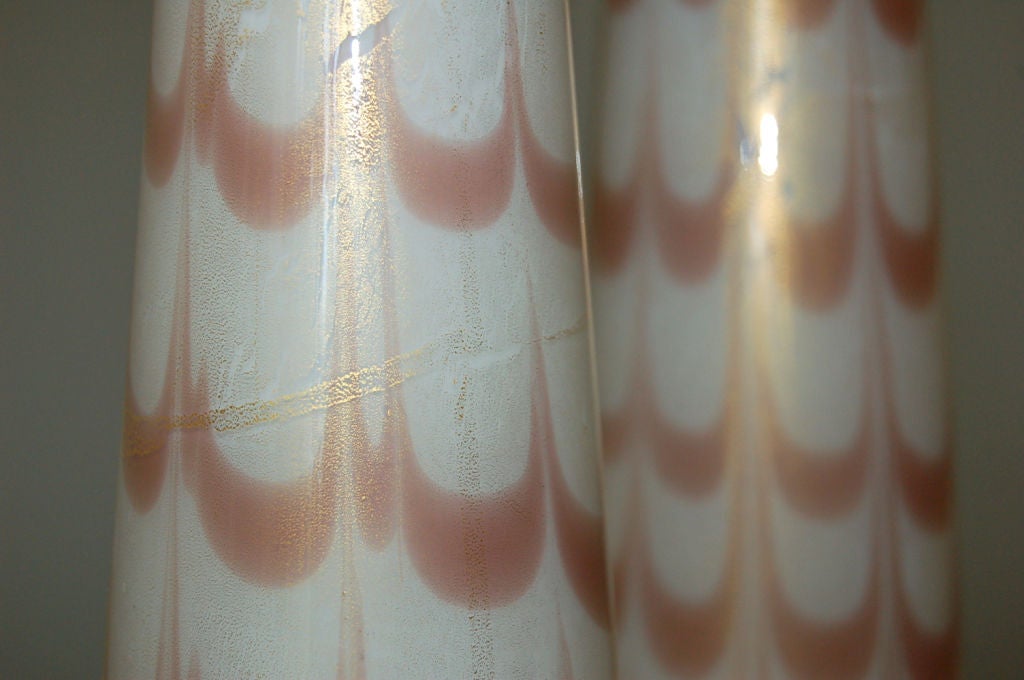 Murano Glass Lamps with Pulled Feather Design 1
