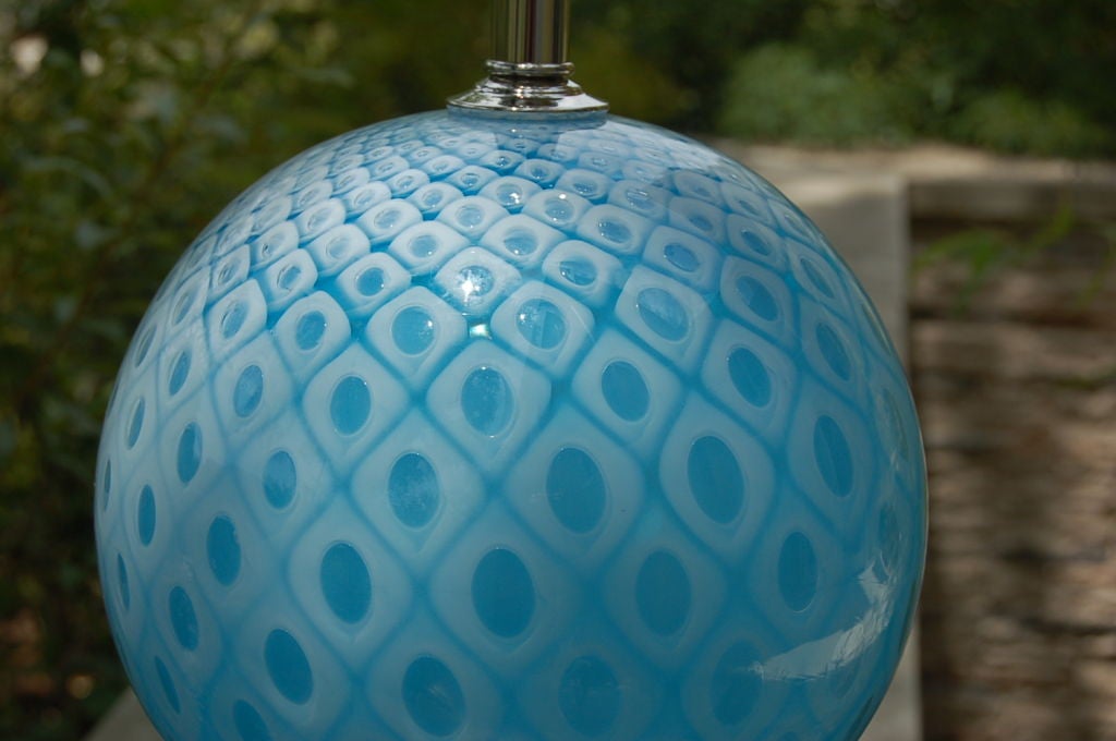 Giorgio Ferro Stacked Murano Ball Lamps with Peacock Design For Sale 1