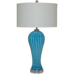 Alfredo Barbini - Monumental Malibu Blue Murano Lamp