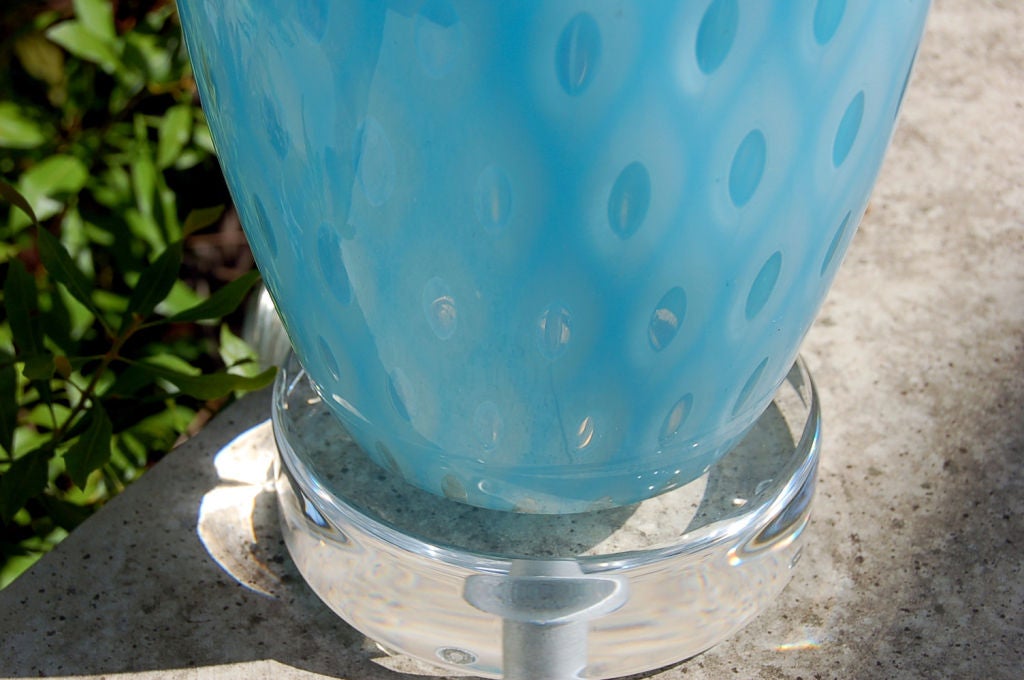 Italian Galliano Ferro - Baby Blue Peacock Feather Design