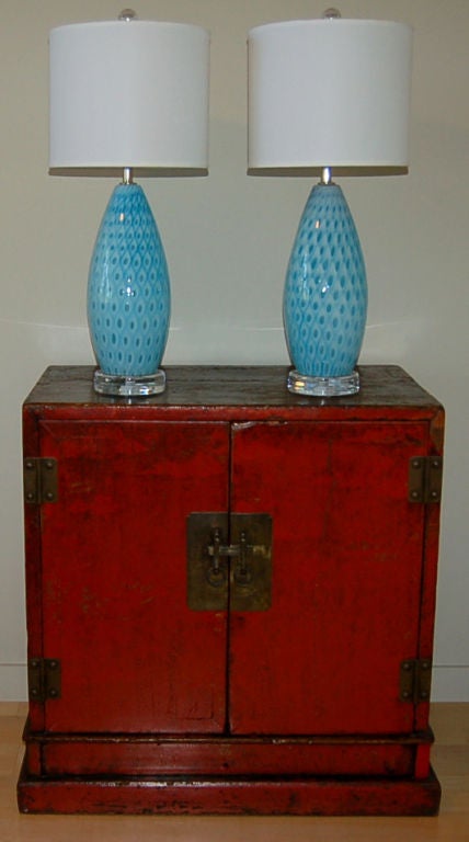 Galliano Ferro - Baby Blue Peacock Feather Design In Excellent Condition In Little Rock, AR