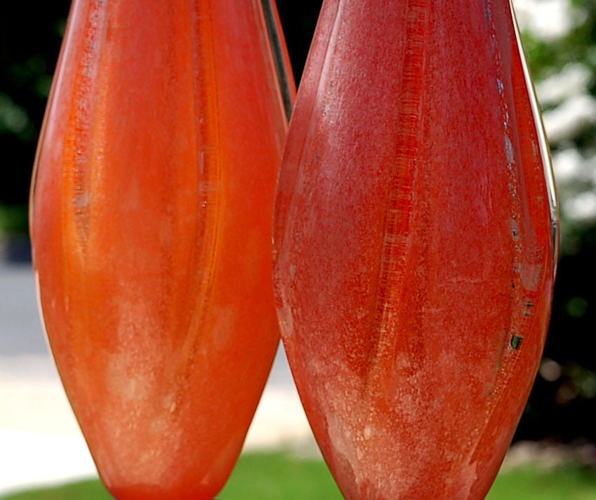 Nectarine Pulegoso Winged Murano Lamps on Lucite For Sale 2