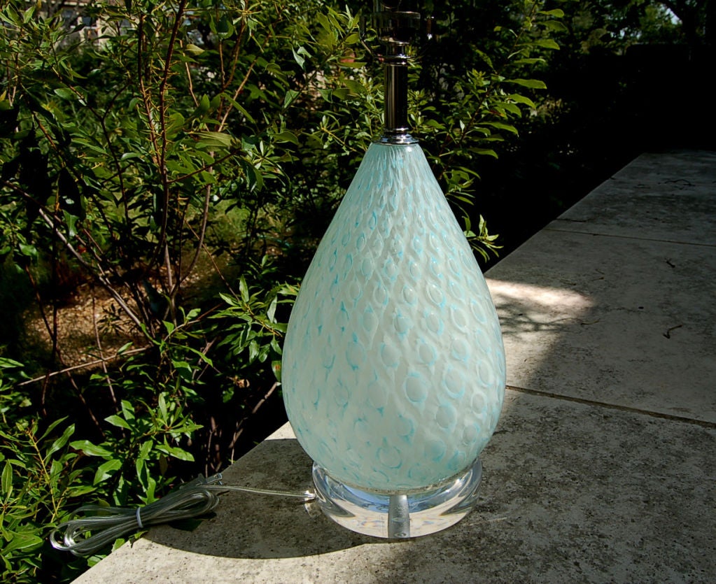 Minty Blue Tear Drop Murano Bedside Table Lamps by Giorgio Ferro 2