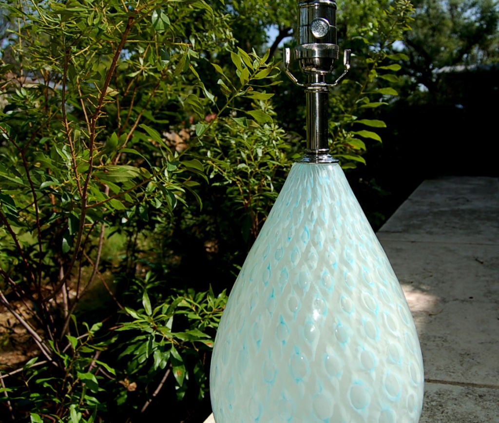 Minty Blue Tear Drop Murano Bedside Table Lamps by Giorgio Ferro 5