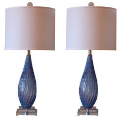 Vintage Murano Bedside Table Lamps by Alfredo Barbini