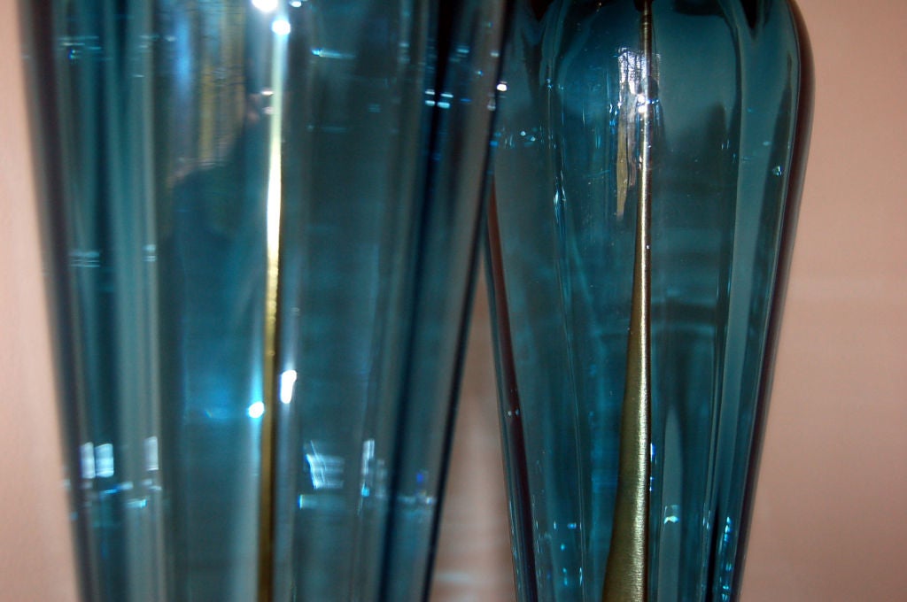 Vintage Murano  Lamps of Teal Blue - Inverted Teardrop Design 1