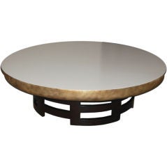 White Lacquer Kittinger Coffee Table With Gold Leaf Rim