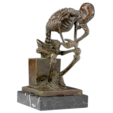 Antique Skeleton bronze - 'The Thinker'.