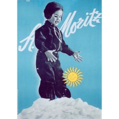 Vintage Walter Herdeg 'St. Moritz', original poster.