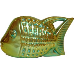 1960s Judit Nador for Zsolnay Iridescent Fish Ceramic with Eosin Glaze