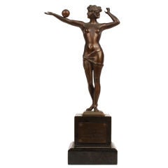 German Art Deco Nude Female Bronze, 1925