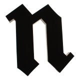 Large Black Porcelain Gothic Style Letter " N ",