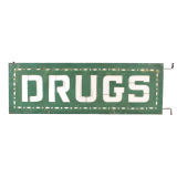 Antique Lighted DRUGS Sign with Milk Glass Letters