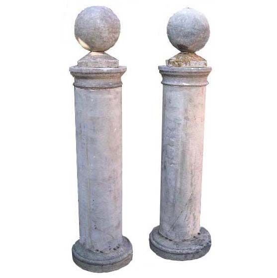 Pair of English Columns with Spheres, circa 1930 at 1stDibs