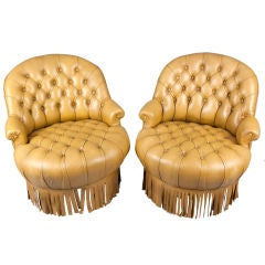 Pair of Leather Chesterfield Chairs