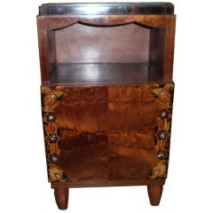 French Art Deco Jules Leleu Inspired Nightstand Or Table With Marble Top