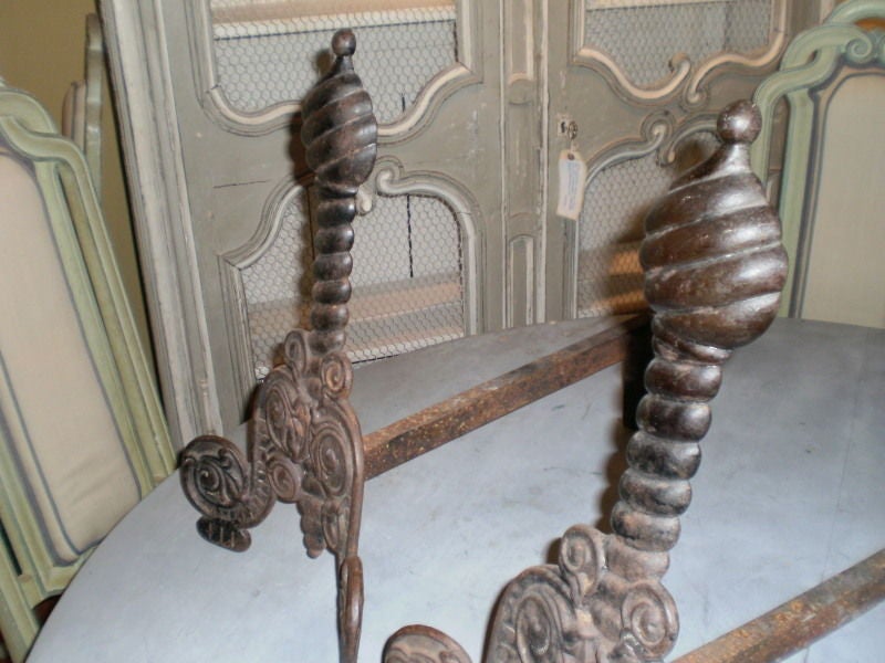 Pair of Antique Italian Iron Andirons 2