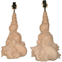 Pair of Italian Terra Cotta Seashell Lamps