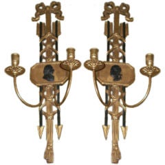 Vintage Pair of Italian Neoclassical Style Gilt Wood Arrow Candle Sconces