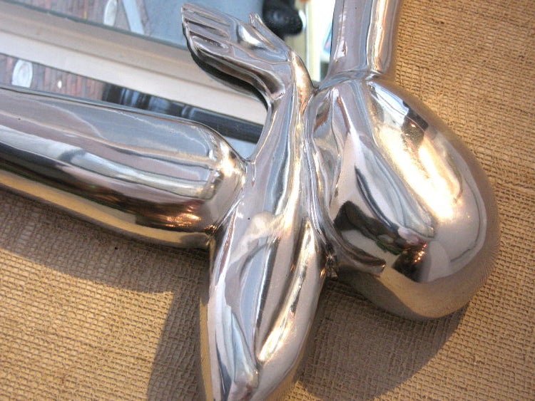 Large Cast Aluminium Mirror with Abstracted Relaxing Figure as Frame style of ARTHUR COURT