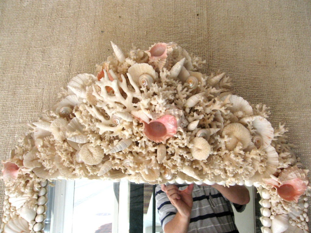 Late 20th Century Seashell Encrusted Mirror