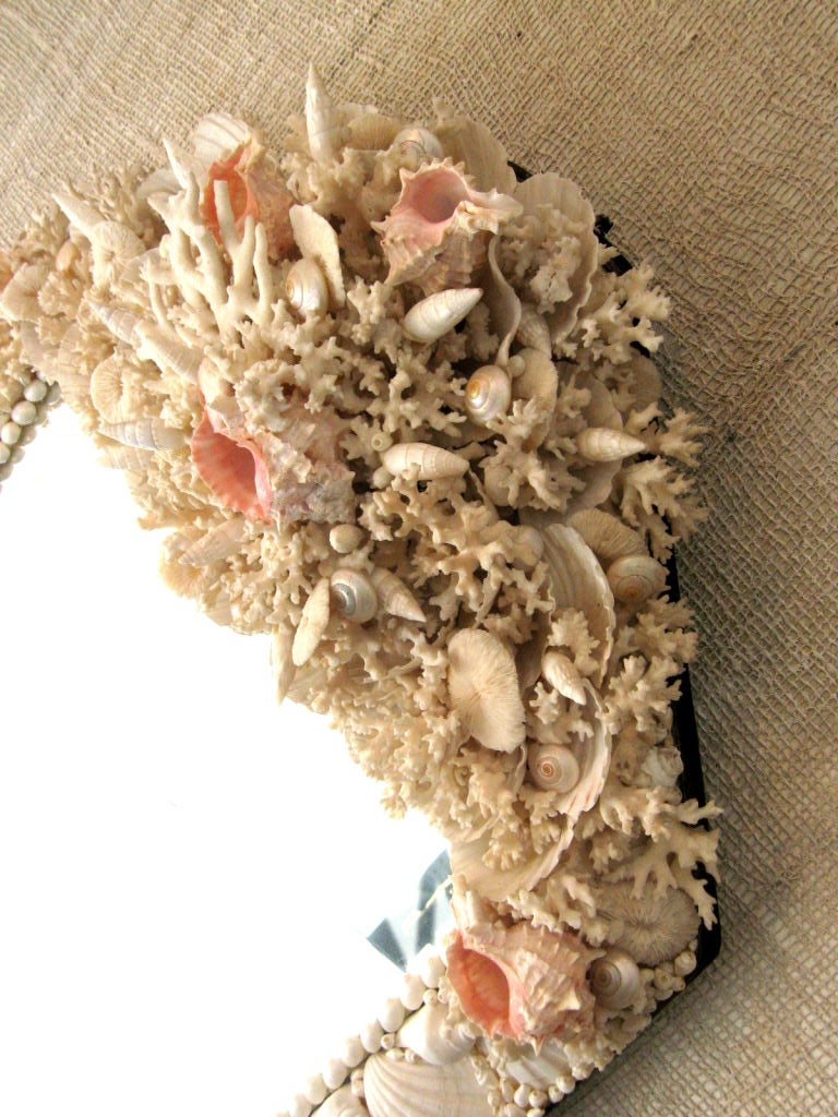 Fabric Seashell Encrusted Mirror