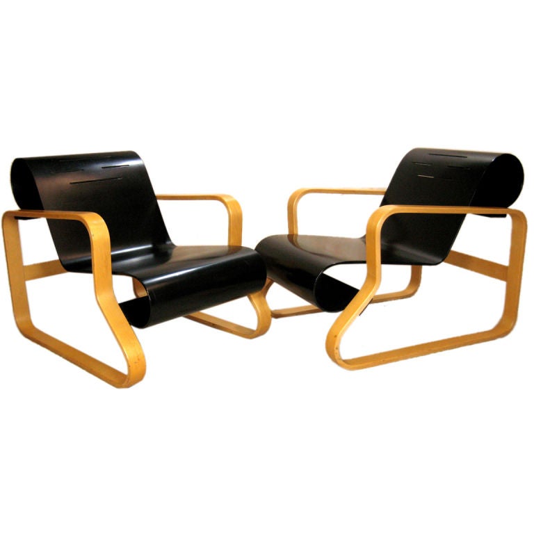 Pair Alvar Aalto Paimio Model 41 Chairs for Artek